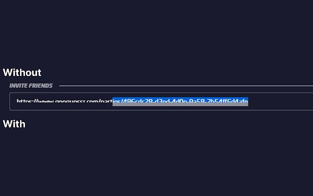Geoguessr invitelink hider from Chrome web store to be run with OffiDocs Chromium online